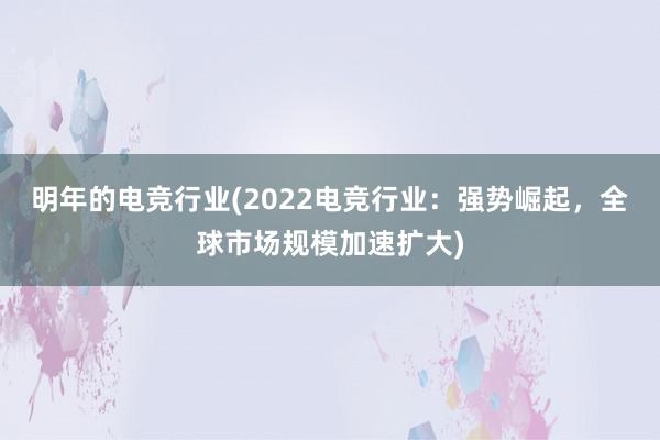 明年的电竞行业(2022电竞行业：强势崛起，全球市场规模加速扩大)