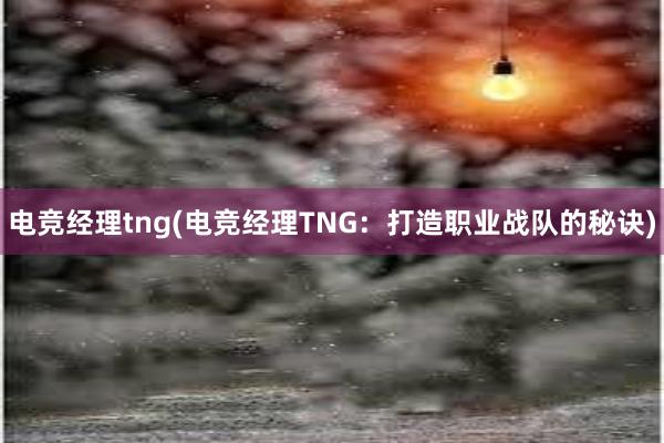 电竞经理tng(电竞经理TNG：打造职业战队的秘诀)